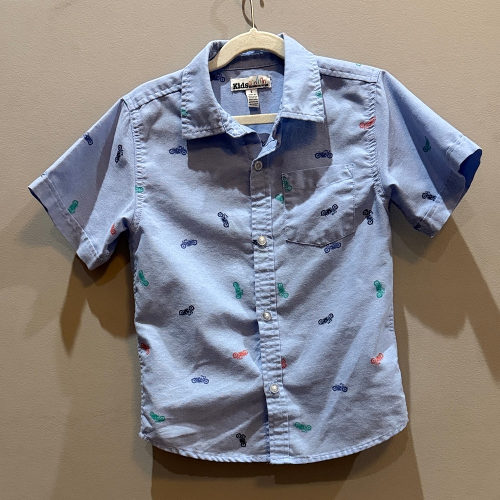 Kids Headquarters Light Blue Bicycle Print Shirt